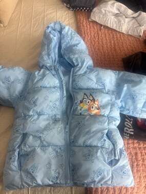 Bluey & Bingo Toddler Blue Hooded Puffer Winter Jacket Coat